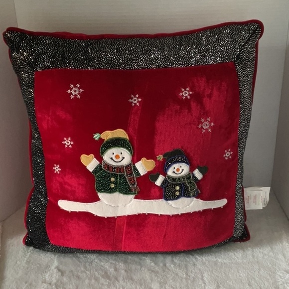 Christmas cushion Other - Cozy Red Snowman Holiday Pillow
